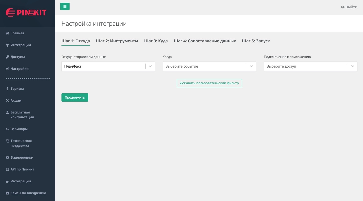 Интеграции Пинкит