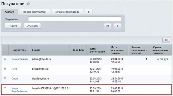 Список покупателей Список покупателей