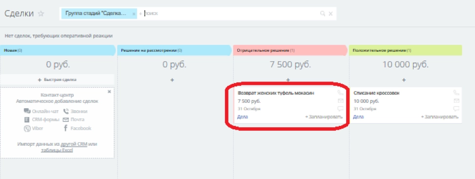 Система в итоге отклоняет возврат данного товара
