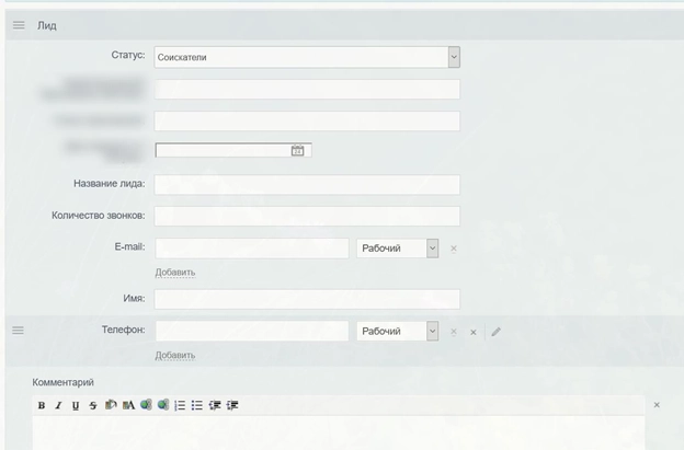 Заполняем данные соискателя в Лиде Заполняем данные соискателя в Лиде