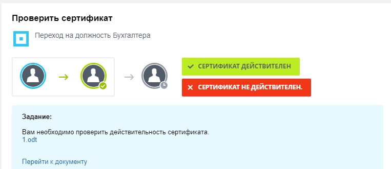 Специалист отдела кадров проверяет сертификат Специалист отдела кадров проверяет сертификат
