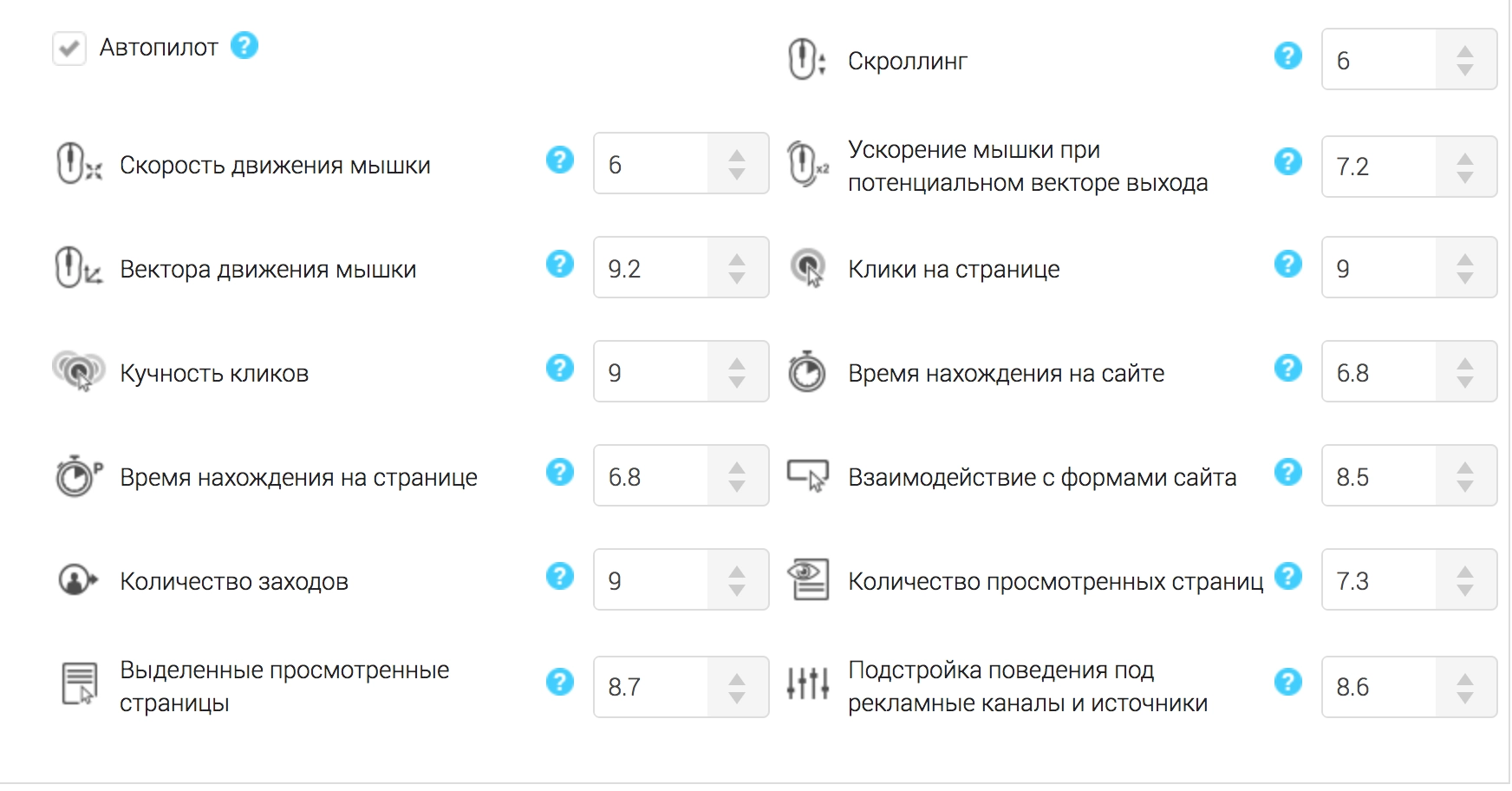 CallbackHunter анализирует поведение посетителя на сайте по 13 параметрам