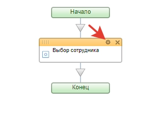 Настройка действия Выбор сотрудника