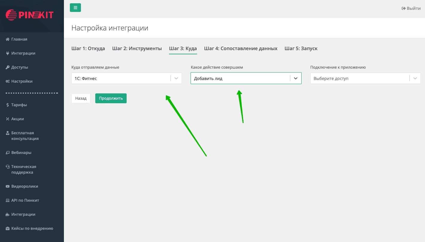 Интеграции Пинкит